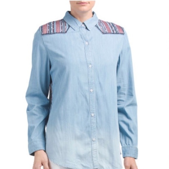 NWT Driftwood Southwestern Western Denim Shirt - Picture 2 of 2